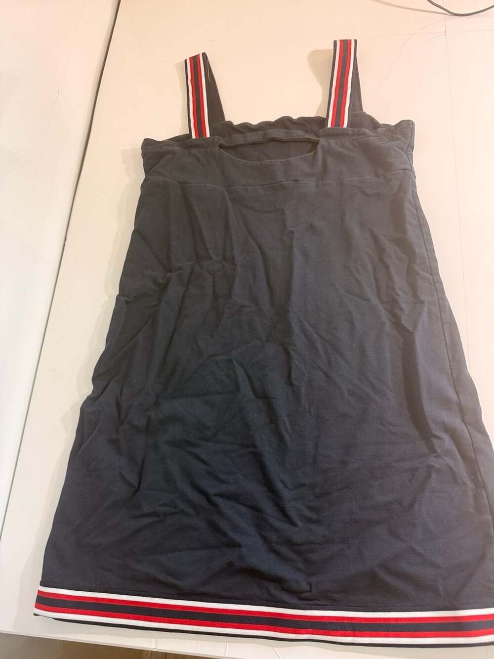 Tommy Hilfiger Black Athletic Tank Dress with Red White Blue Straps and Hem Size